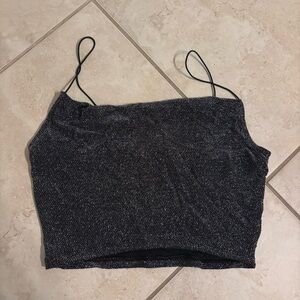 Black Glittery Crop Top